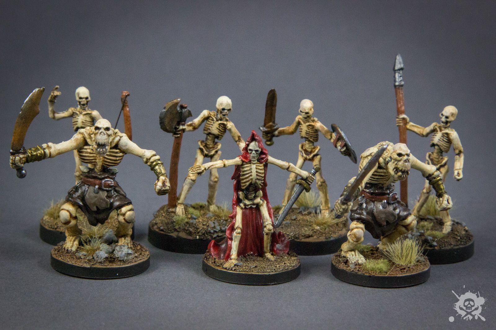 keleton Warriors (Reaper Bones 77242, 77243 77244, 77245) and repainted D&D miniatures (Direguard #38 Angelfire; Orc Skeleton #55 Underdark)