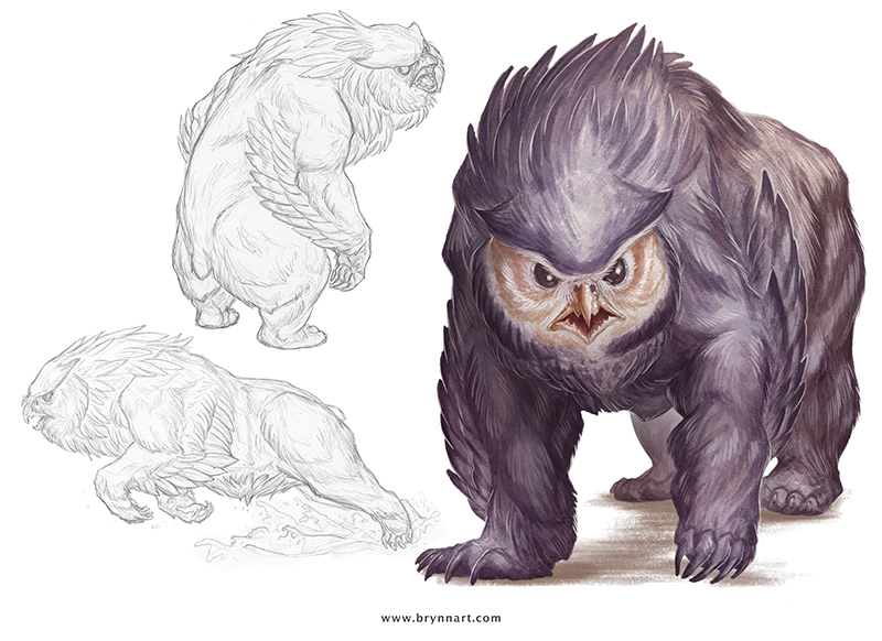 The owlbear as it appears in the D&D 5E Monster Manual by Brynn Metheney, copyright WotC